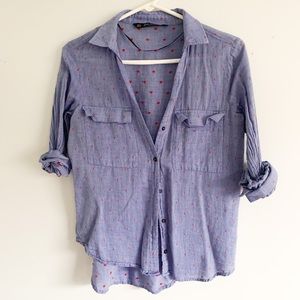 ZARA Basics Polka Dot Button Up